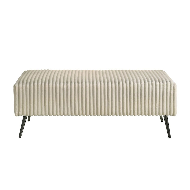 Banc de rangement capitonné en velours côtelé à grosses côtes avec pieds en bois massif pour chambre ou entrée