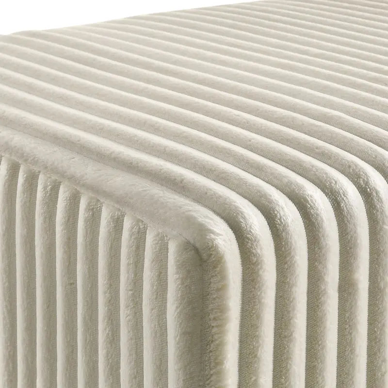 Banc de rangement capitonné en velours côtelé à grosses côtes avec pieds en bois massif pour chambre ou entrée