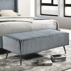 Banc de rangement capitonné en velours côtelé à grosses côtes avec pieds en bois massif pour chambre ou entrée