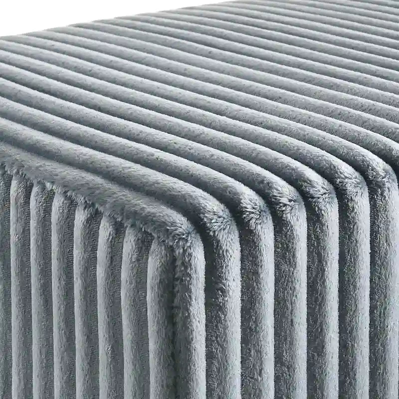 Banc de rangement capitonné en velours côtelé à grosses côtes avec pieds en bois massif pour chambre ou entrée