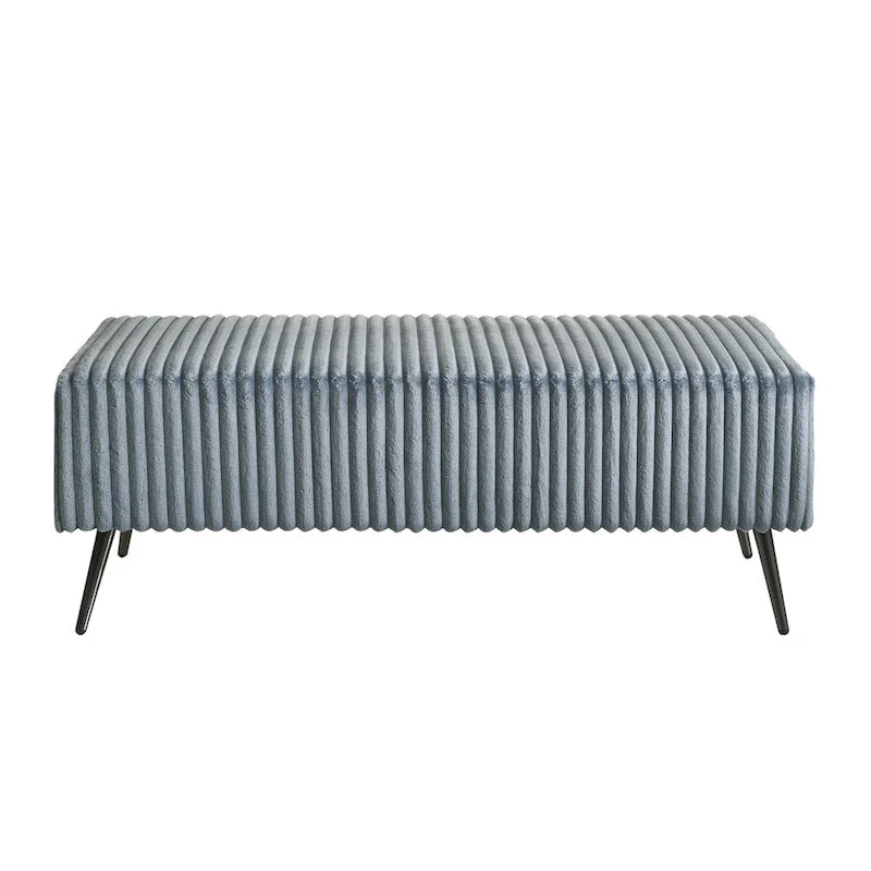 Banc de rangement capitonné en velours côtelé à grosses côtes avec pieds en bois massif pour chambre ou entrée