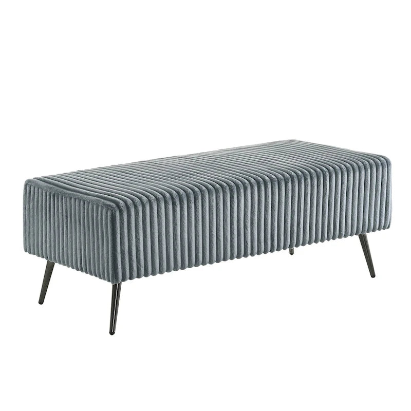 Banc de rangement capitonné en velours côtelé à grosses côtes avec pieds en bois massif pour chambre ou entrée