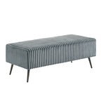 Banc de rangement capitonné en velours côtelé à grosses côtes avec pieds en bois massif pour chambre ou entrée