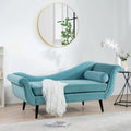 Chaise longue d'intérieur avec accoudoirs en volute, fauteuil inclinable rembourré avec traversin et pieds en bois massif