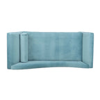 Chaise longue d'intérieur avec accoudoirs en volute, fauteuil inclinable rembourré avec traversin et pieds en bois massif