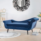 Chaise longue d'intérieur avec accoudoirs en volute, fauteuil inclinable rembourré avec traversin et pieds en bois massif