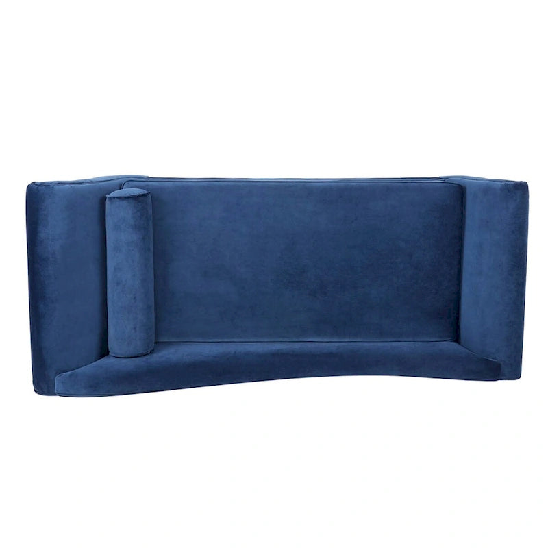 Chaise longue d'intérieur avec accoudoirs en volute, fauteuil inclinable rembourré avec traversin et pieds en bois massif