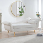 Chaise longue d'intérieur avec accoudoirs en volute, fauteuil inclinable rembourré avec traversin et pieds en bois massif