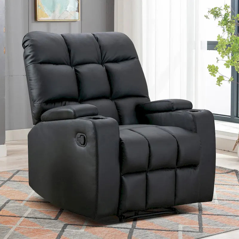 Fauteuil inclinable manuel à bascule avec massage et porte-gobelets
