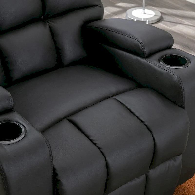 Fauteuil inclinable manuel à bascule avec massage et porte-gobelets