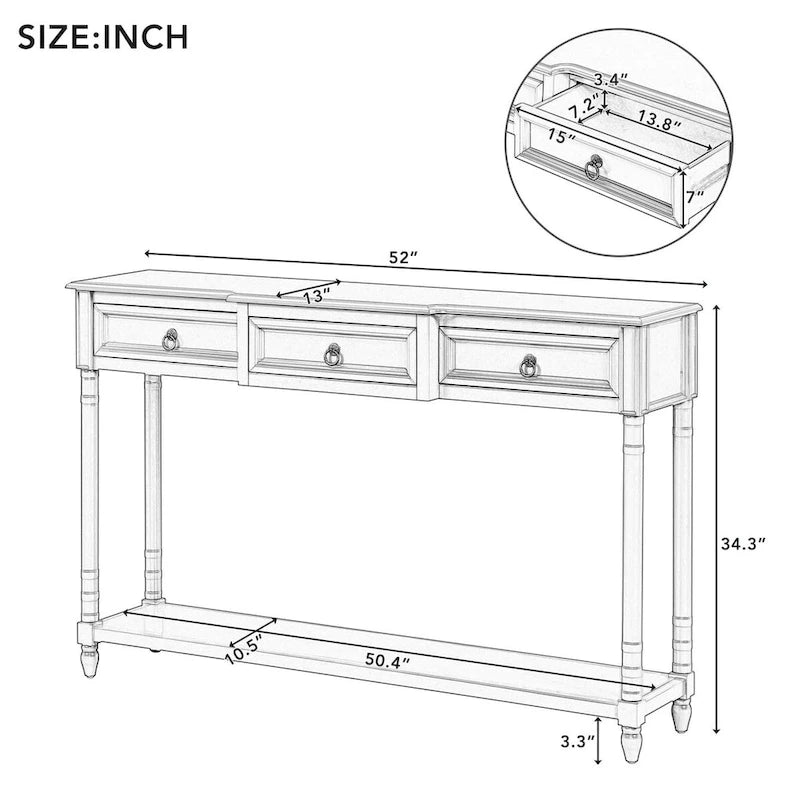 Console Table - Table d'appoint pour canapé avec tiroirs pour entrée