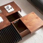 Table basse carrée de salon de style Mid-Century Modern en noyer