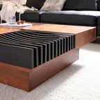 Table basse carrée de salon de style Mid-Century Modern en noyer