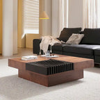 Table basse carrée de salon de style Mid-Century Modern en noyer