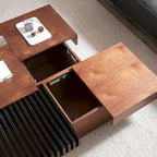 Table basse carrée de salon de style Mid-Century Modern en noyer