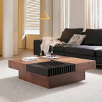 Table basse carrée de salon de style Mid-Century Modern en noyer