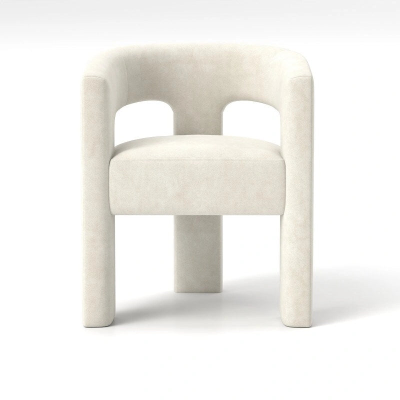 Chaise de salle à manger en velours, style glamour moderne, avec dossier ouvert