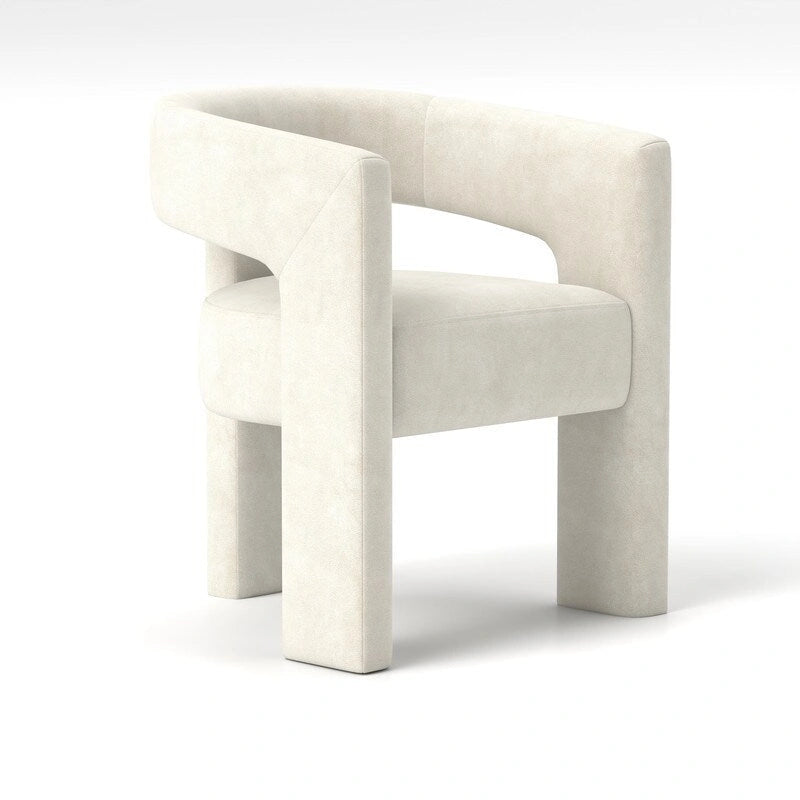 Chaise de salle à manger en velours, style glamour moderne, avec dossier ouvert
