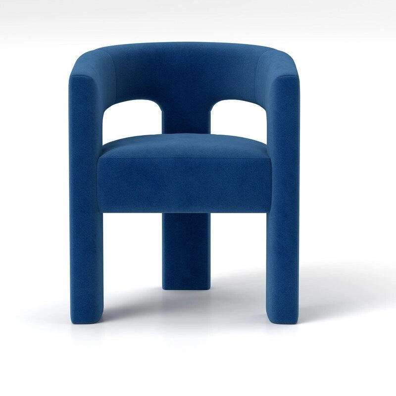 Chaise de salle à manger en velours, style glamour moderne, avec dossier ouvert