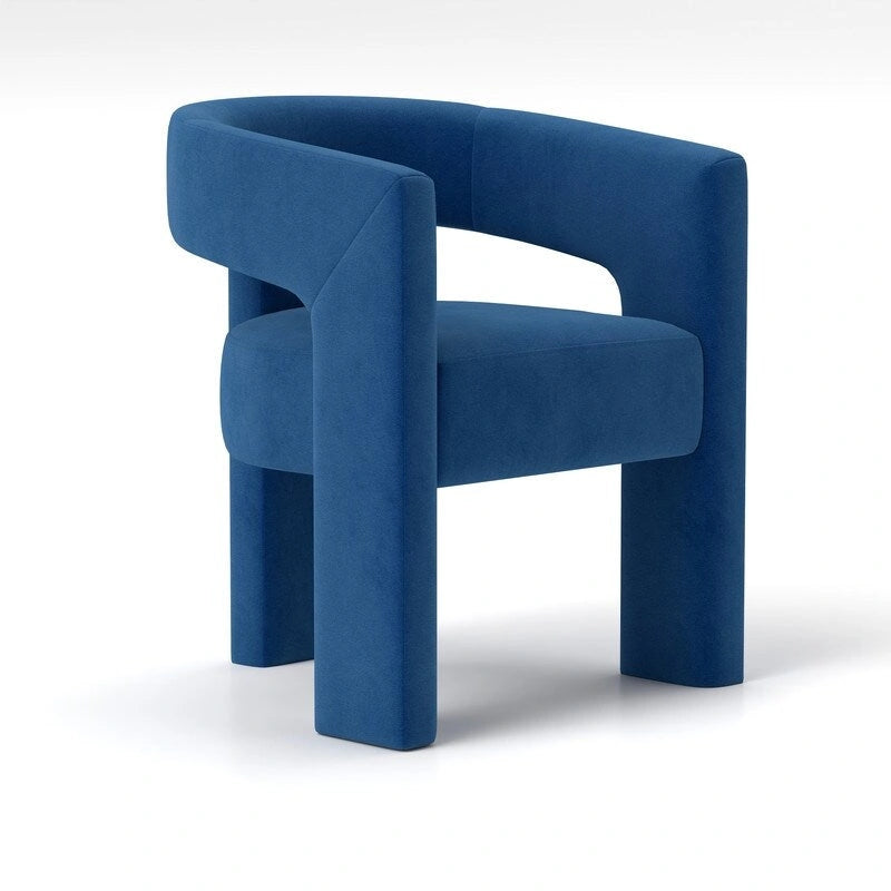 Chaise de salle à manger en velours, style glamour moderne, avec dossier ouvert
