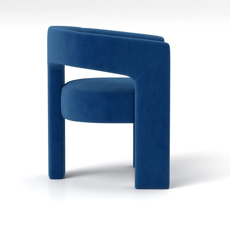 Chaise de salle à manger en velours, style glamour moderne, avec dossier ouvert
