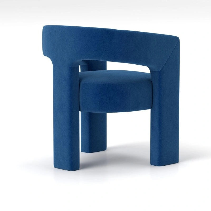 Chaise de salle à manger en velours, style glamour moderne, avec dossier ouvert