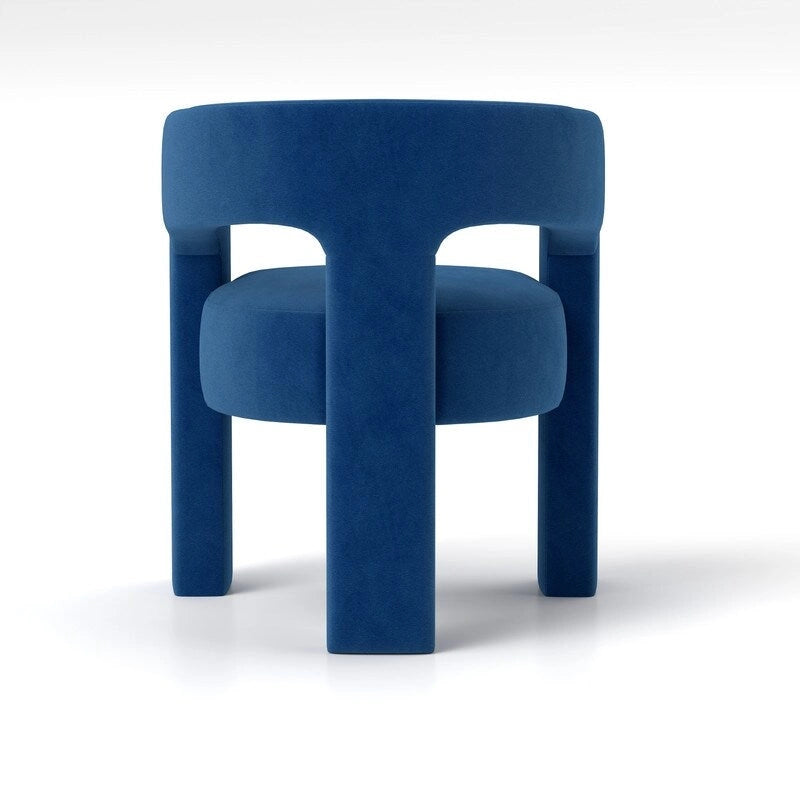 Chaise de salle à manger en velours, style glamour moderne, avec dossier ouvert
