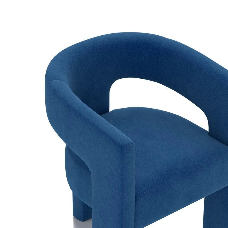 Chaise de salle à manger en velours, style glamour moderne, avec dossier ouvert