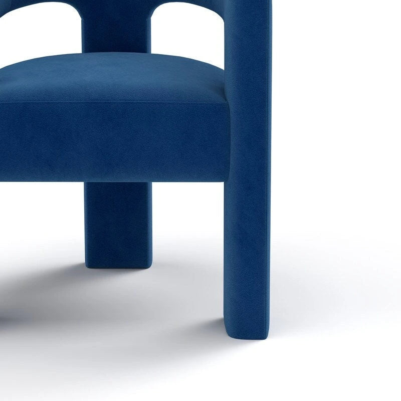 Chaise de salle à manger en velours, style glamour moderne, avec dossier ouvert
