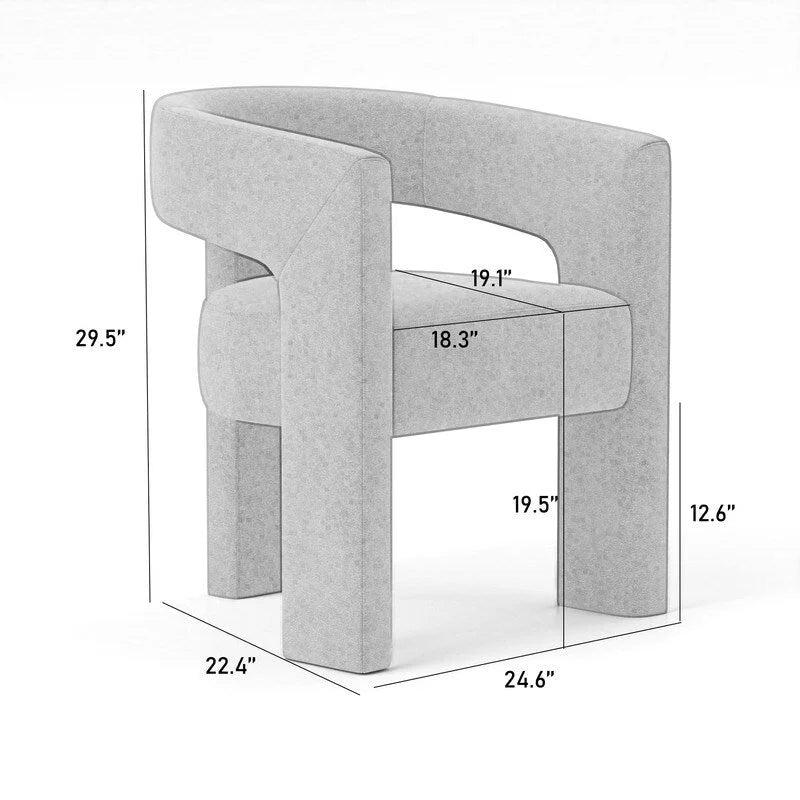 Chaise de salle à manger en velours, style glamour moderne, avec dossier ouvert