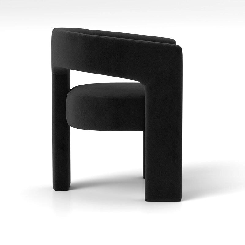 Chaise de salle à manger en velours, style glamour moderne, avec dossier ouvert