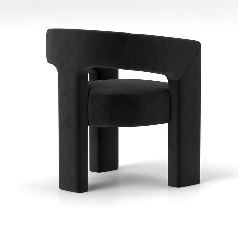 Chaise de salle à manger en velours, style glamour moderne, avec dossier ouvert