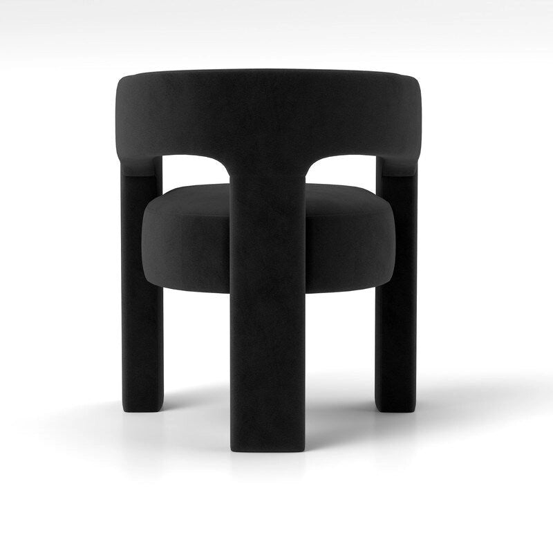 Chaise de salle à manger en velours, style glamour moderne, avec dossier ouvert