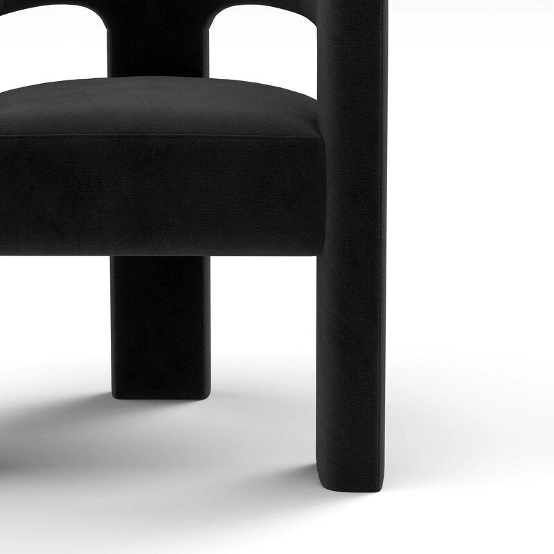 Chaise de salle à manger en velours, style glamour moderne, avec dossier ouvert