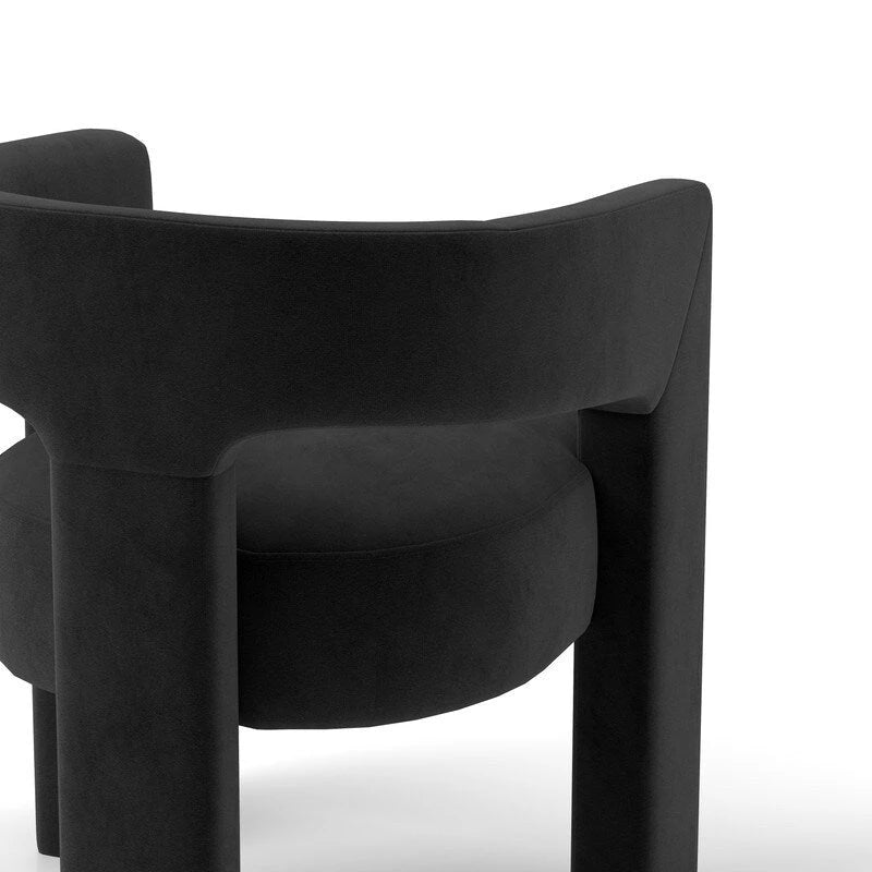 Chaise de salle à manger en velours, style glamour moderne, avec dossier ouvert