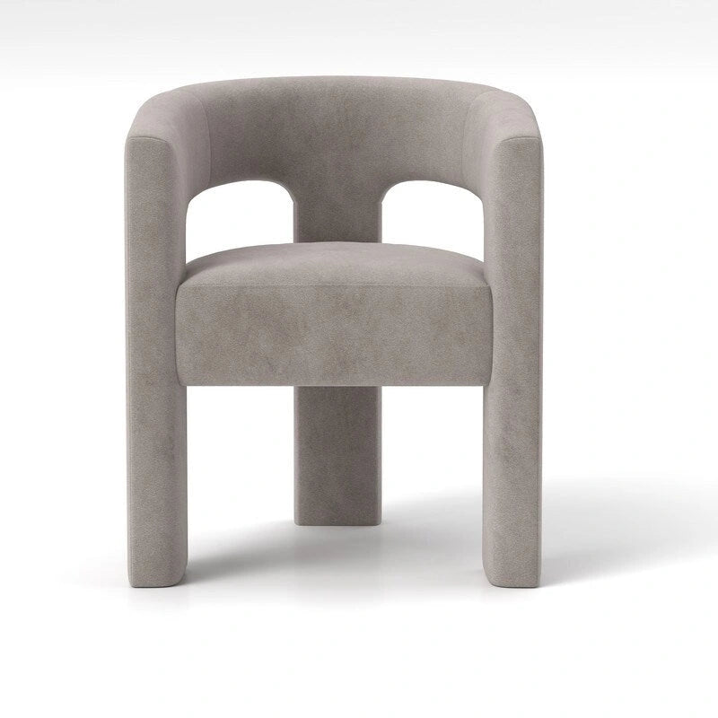 Chaise de salle à manger en velours, style glamour moderne, avec dossier ouvert