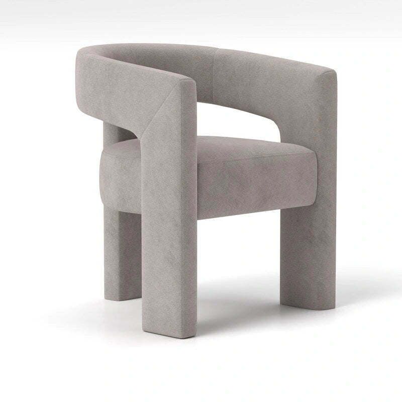Chaise de salle à manger en velours, style glamour moderne, avec dossier ouvert