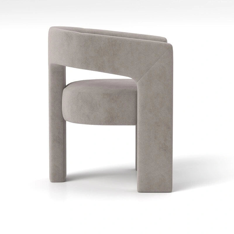 Chaise de salle à manger en velours, style glamour moderne, avec dossier ouvert