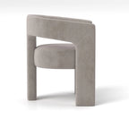 Chaise de salle à manger en velours, style glamour moderne, avec dossier ouvert