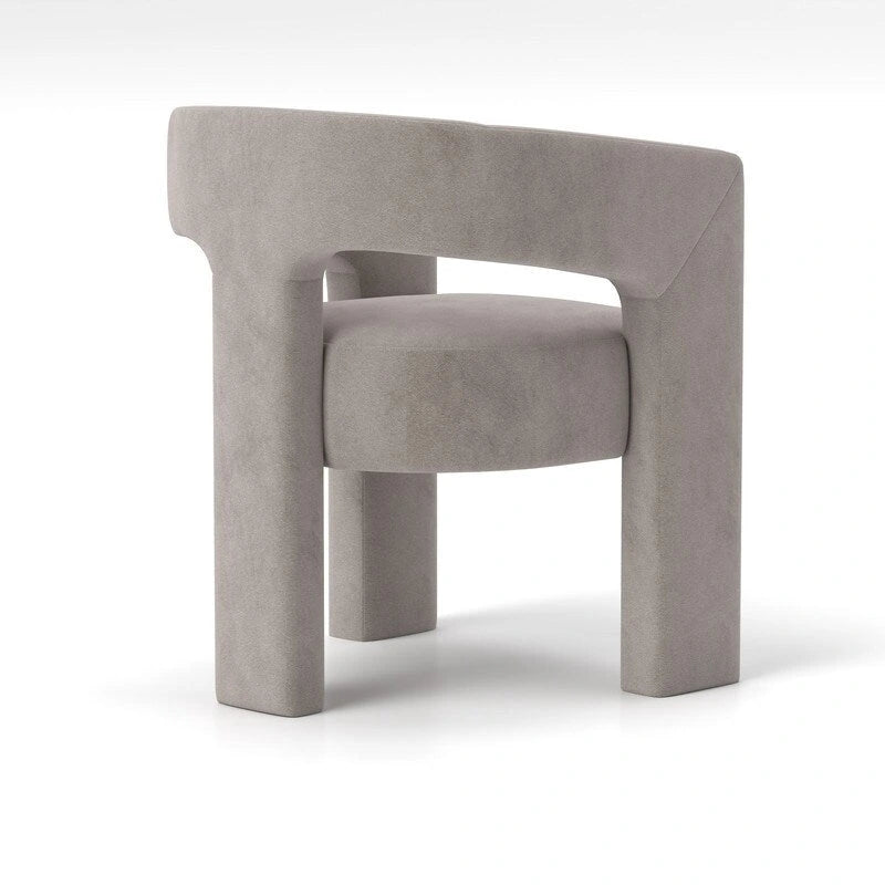 Chaise de salle à manger en velours, style glamour moderne, avec dossier ouvert
