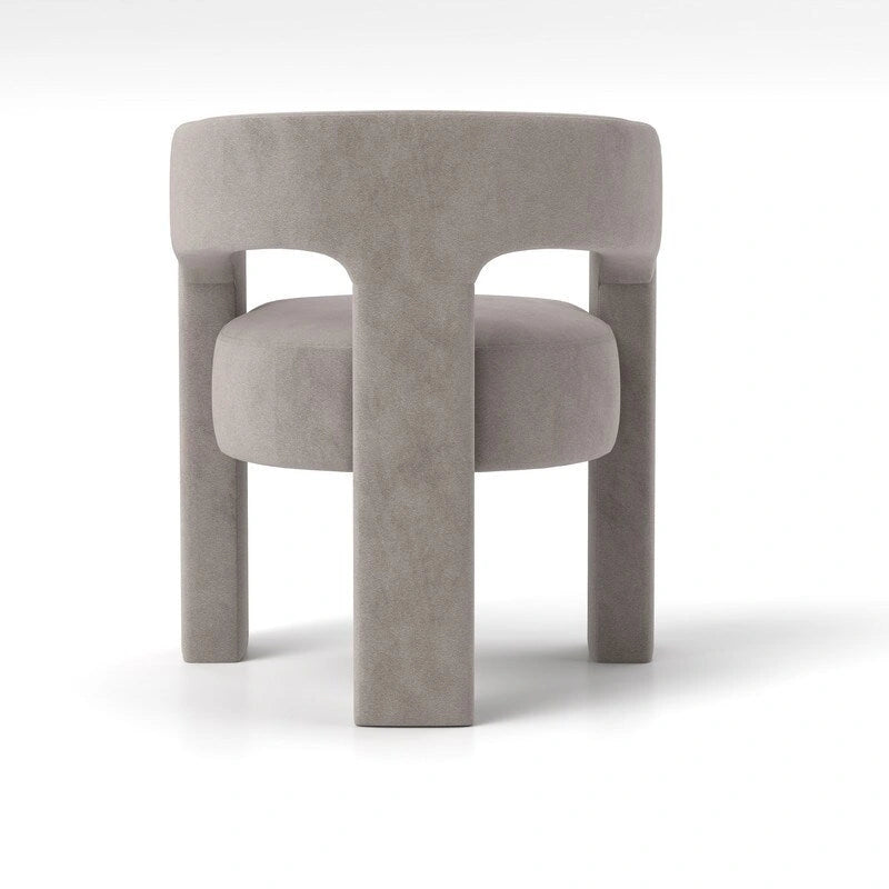 Chaise de salle à manger en velours, style glamour moderne, avec dossier ouvert