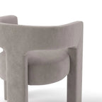 Chaise de salle à manger en velours, style glamour moderne, avec dossier ouvert