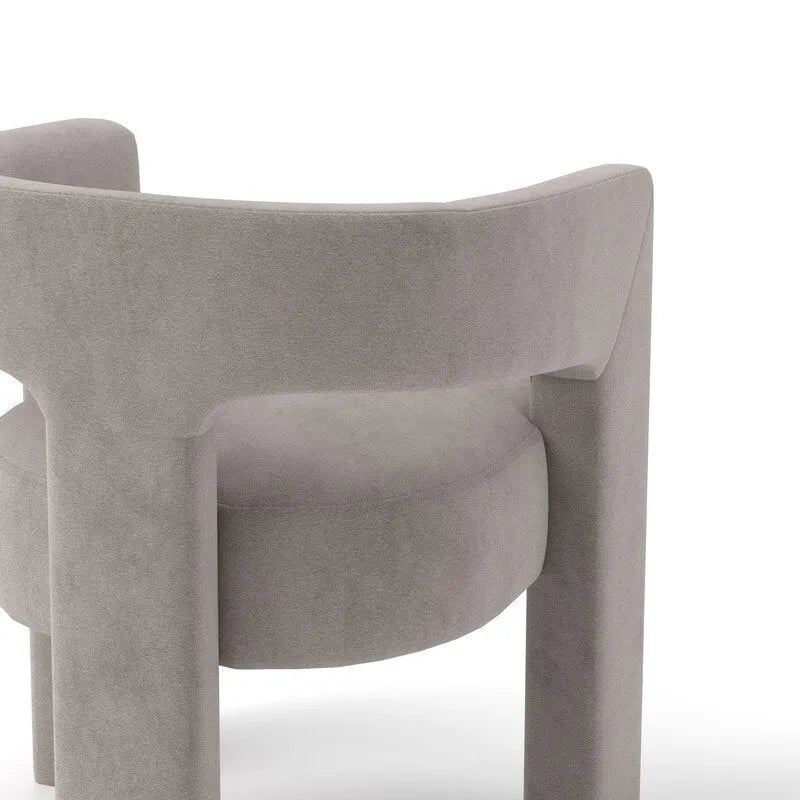 Chaise de salle à manger en velours, style glamour moderne, avec dossier ouvert