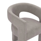 Chaise de salle à manger en velours, style glamour moderne, avec dossier ouvert