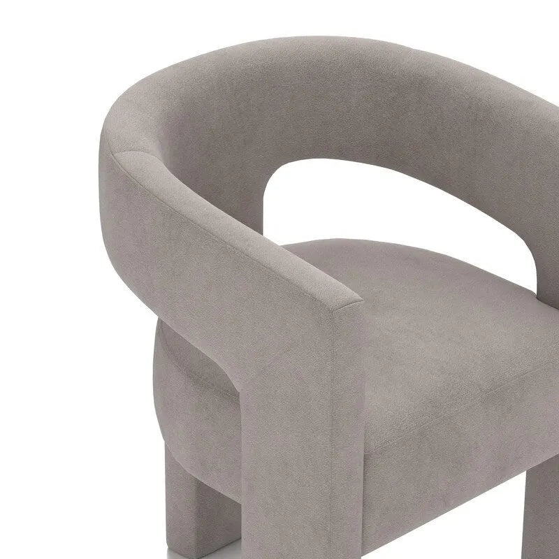 Chaise de salle à manger en velours, style glamour moderne, avec dossier ouvert