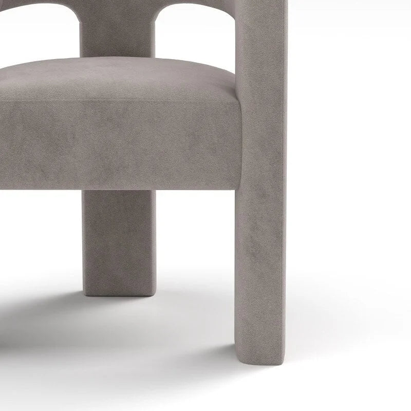 Chaise de salle à manger en velours, style glamour moderne, avec dossier ouvert
