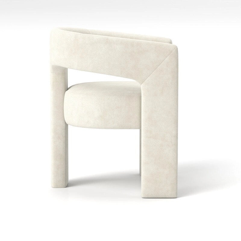 Chaise de salle à manger en velours, style glamour moderne, avec dossier ouvert