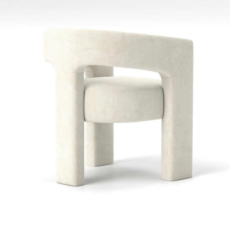 Chaise de salle à manger en velours, style glamour moderne, avec dossier ouvert