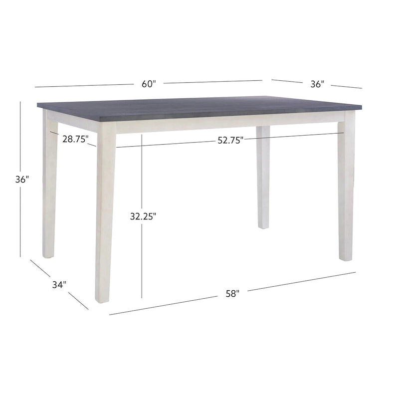 Table à manger hauteur comptoir en bois d'acacia blanc