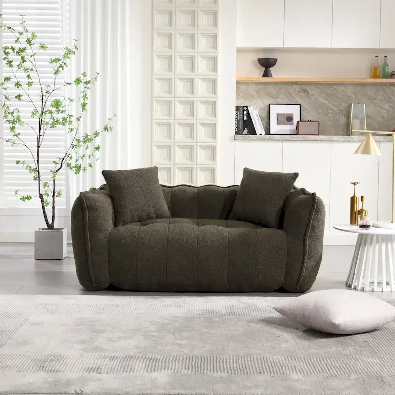 Canapé inclinable carré confortable avec coussins épais et structure robuste pour le salon